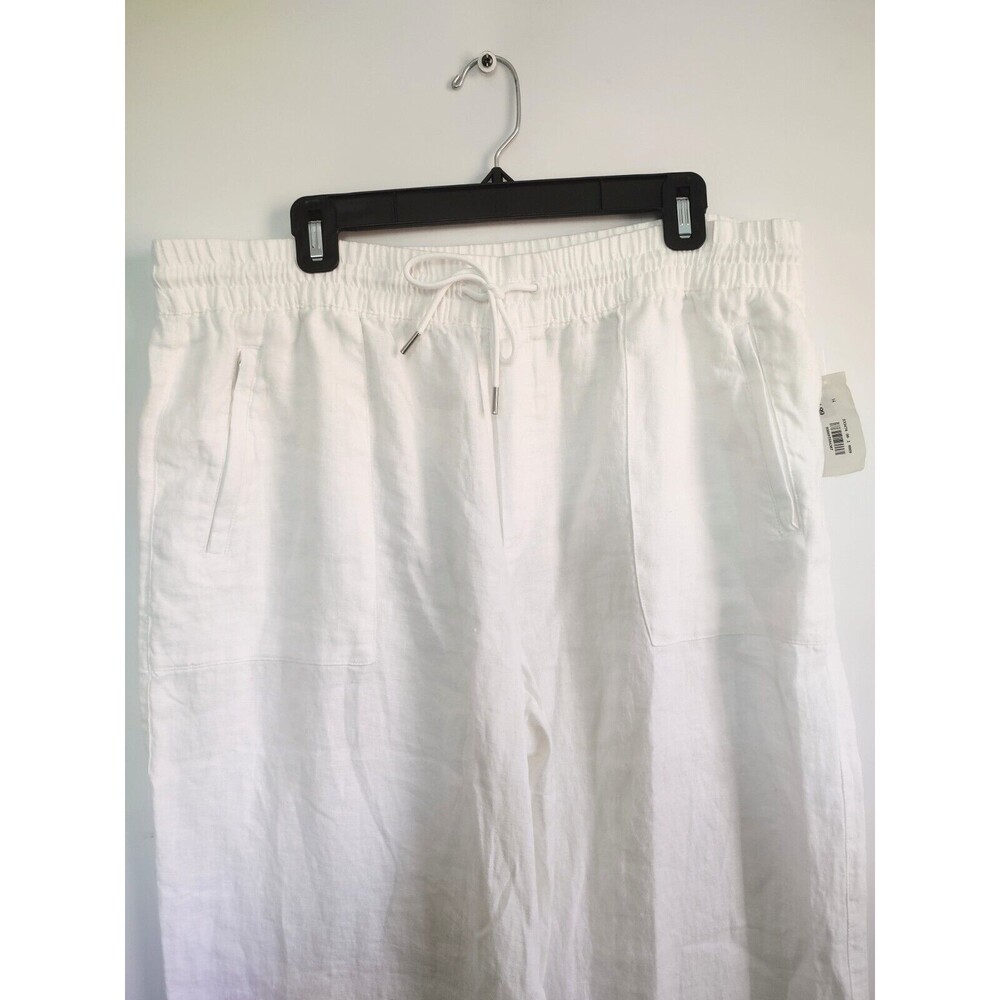 New Athleta Retreat 100% Linen Wide‎ Leg Pants White Size 22 NWT Pull On Travel - Picture 6 of 11